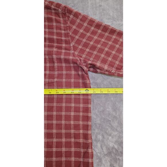 Timberland Size L Plaid Flannel Button Down Shirt Mens Red Cotton Casual C11-16 - Picture 3 of 7